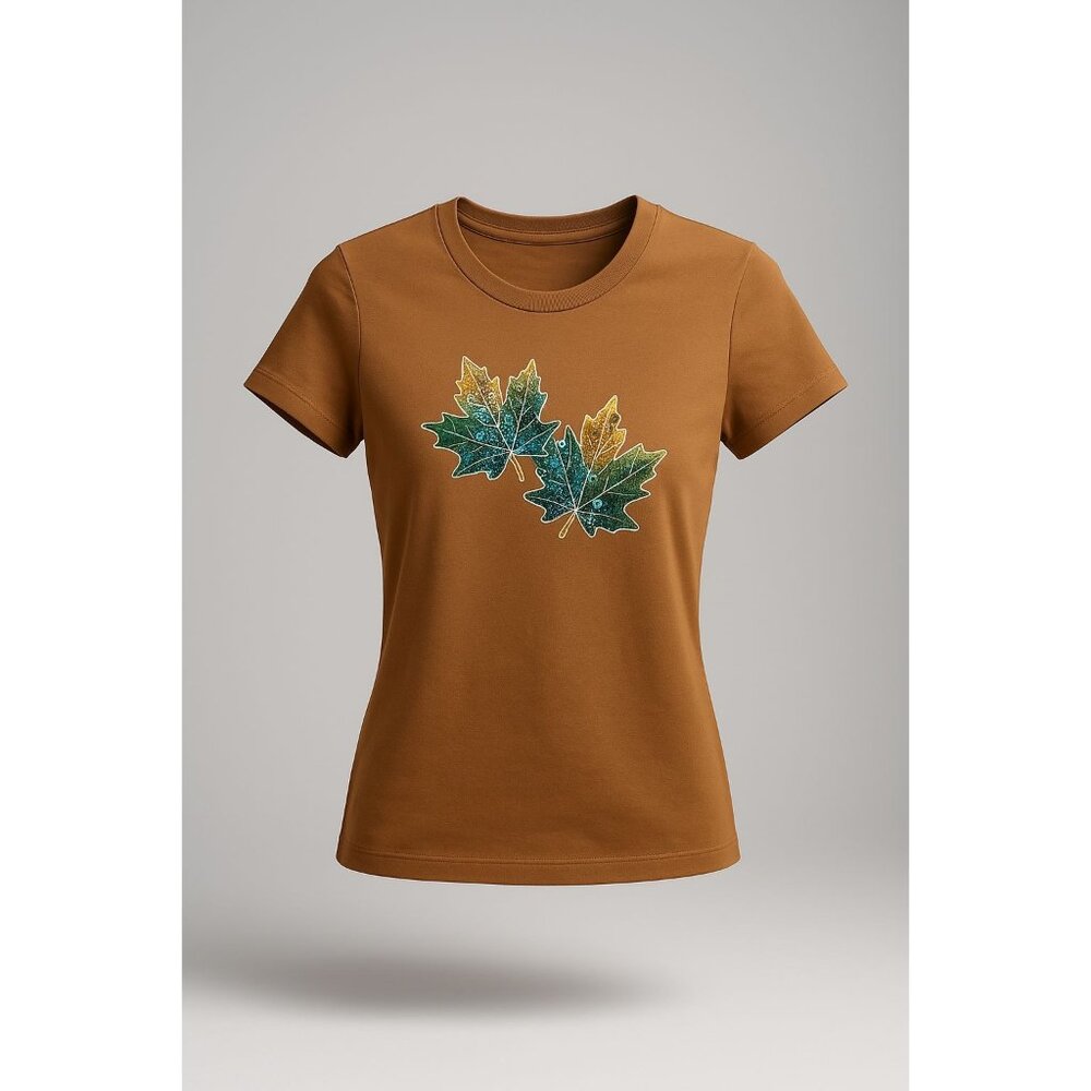 J.Crew Factory Collector's Tee Sequin Fall Leaves Graphic Tee Women's XS Mustard